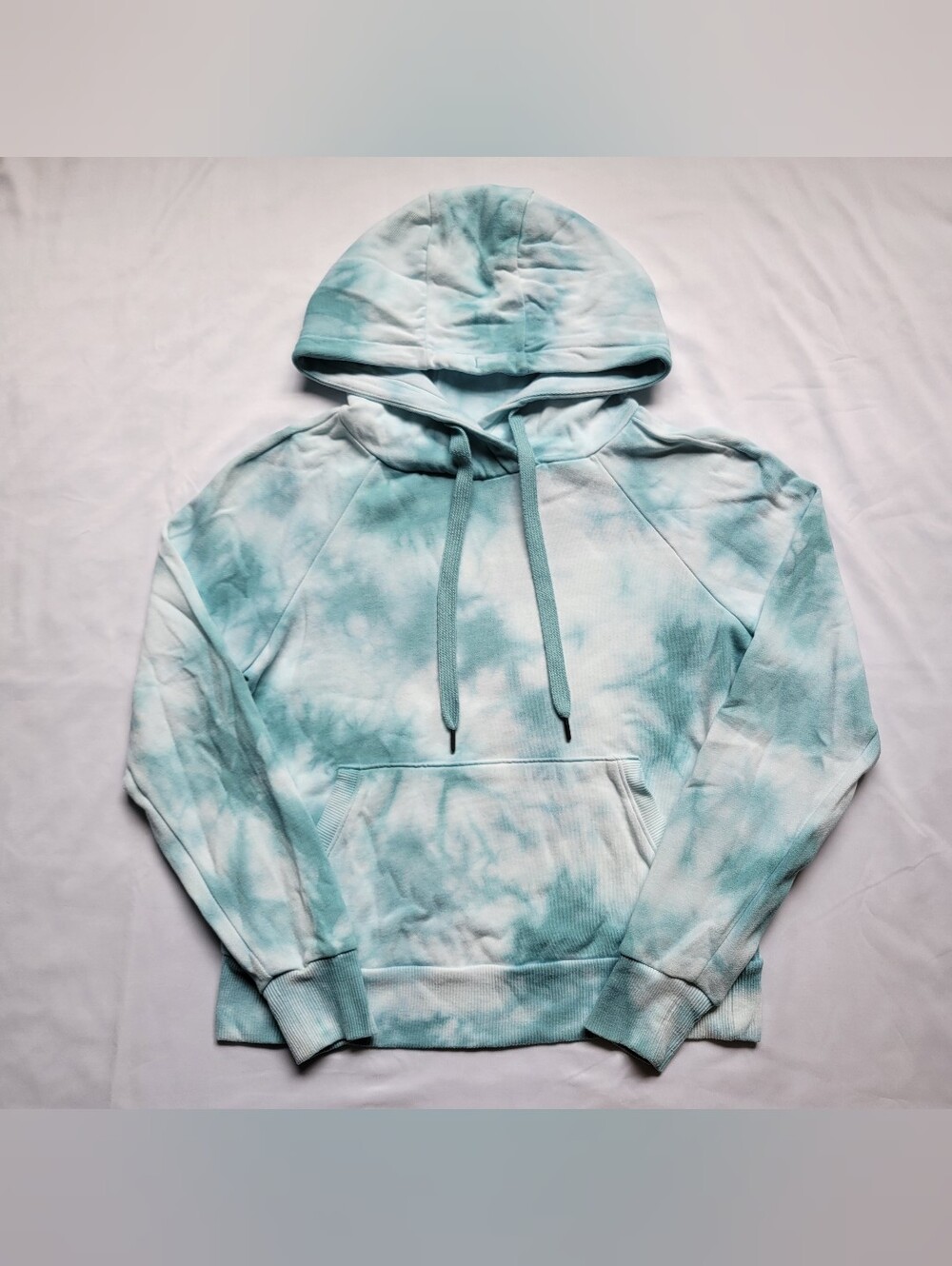 90 Degree By Reflex Cropped Blue Tie-Dye Hoodie Sweatshirt Sz Small